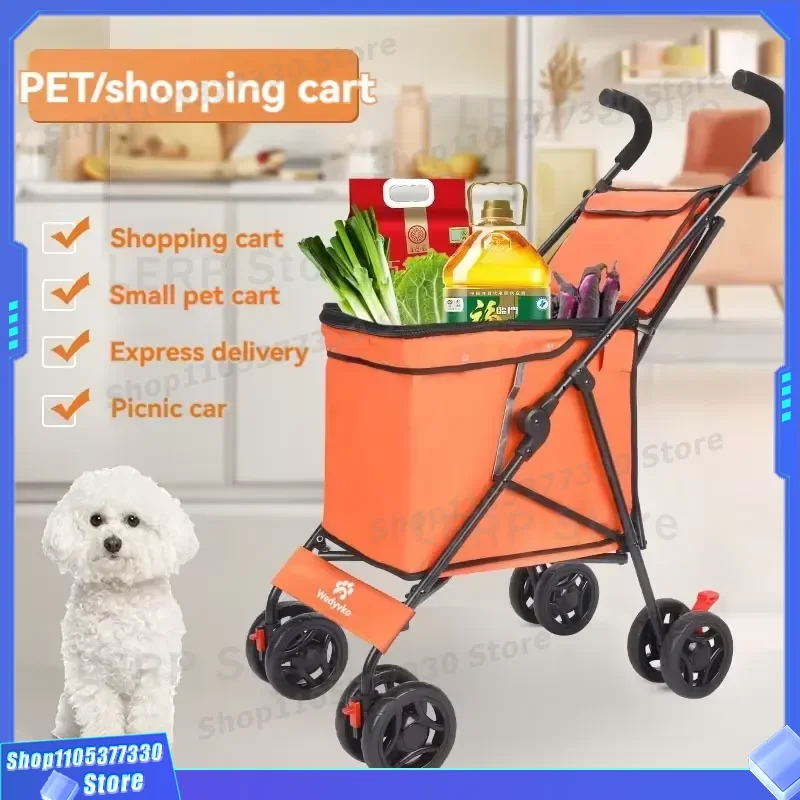 Customizable Small Medium Pet Stroller for Cats Dogs Folding Teddy Cart Multifunctional Shopping Trolley Wholesale JXB Brand