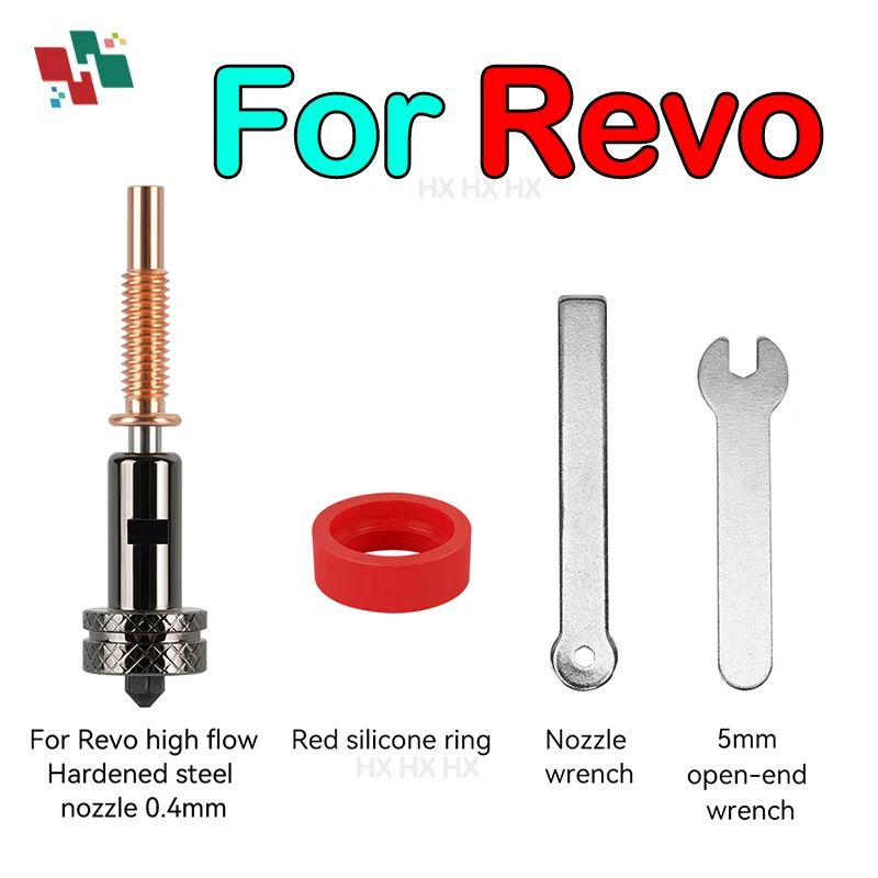 Upgraded Standard Flow Hardened Steel/Copper/Titanium /TC4 Material 0.2mm/0.4mm/0.6mm/0.8mm Replaceable Nozzles For REVO Hotend