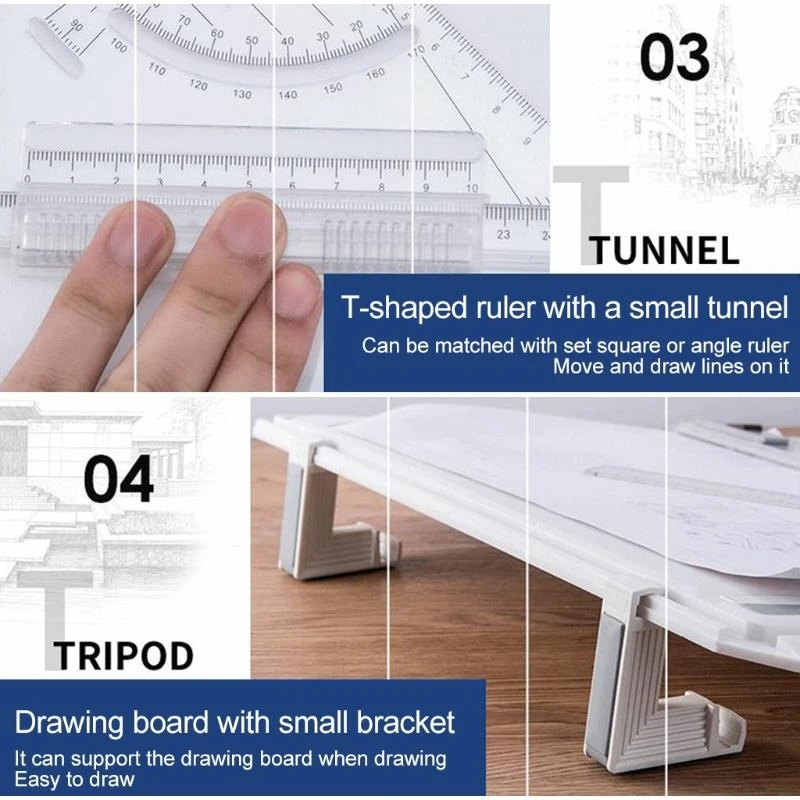 37 x 51 multifunktionales schnelles Zeichenbrett mit klarem Lineal, Grafikwinkel, tragbare Zeichenbretter, Top-Verkauf