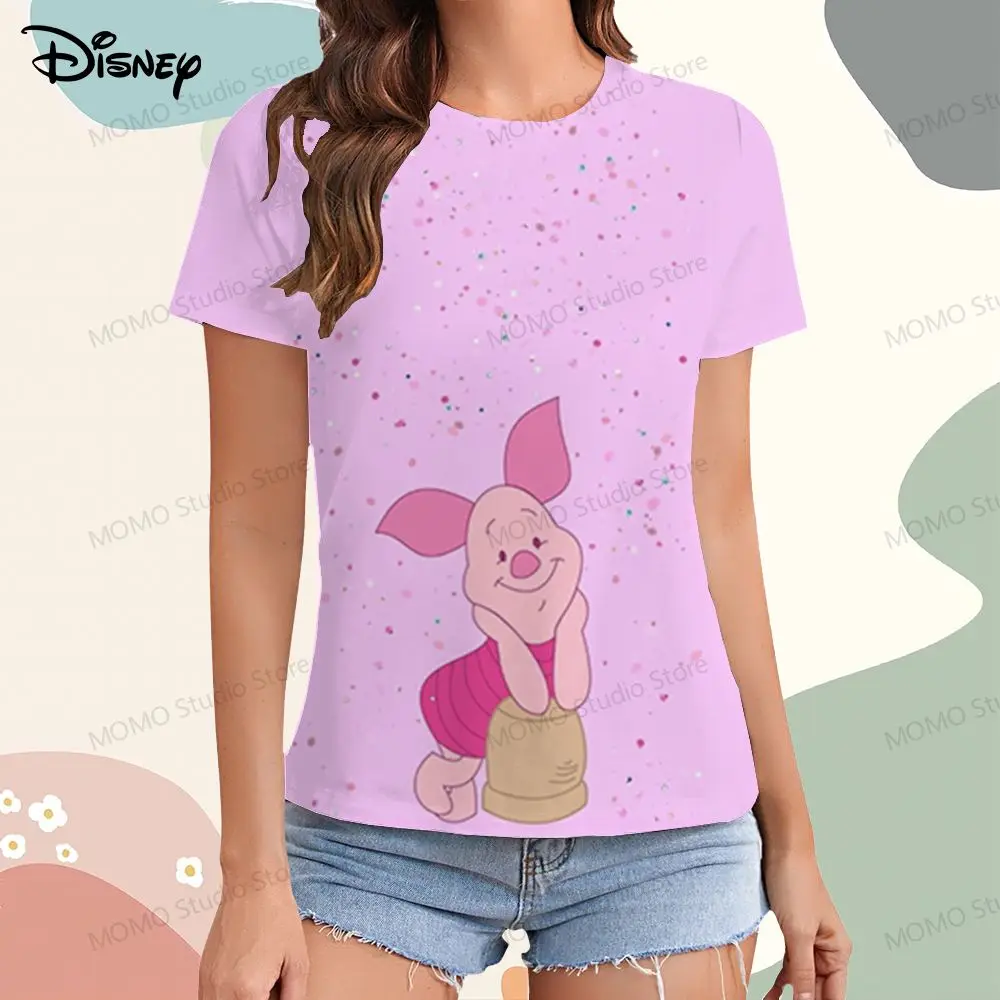 

Disney Winnie Pooh XS-3XL Women's T-shirt Y2k Short Sleeve Tee Tops Youthful Woman Clothes 2024 Summer Kawaii Street Wear O Neck