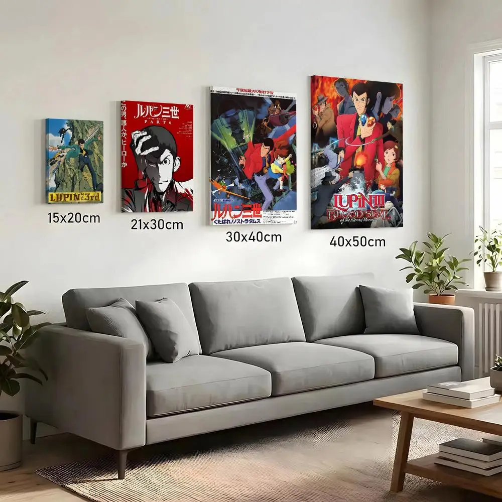 L-Lupin the Third Anime Painting Calligraphy HD Canvas Print Poster Wall Art | Optional Frame | Modern Hallway Decor