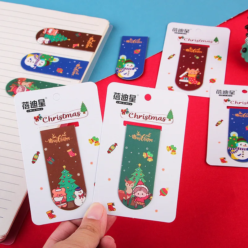 Christmas Cartoon Magnetic Bookmarks Buckle Students Simple Double-sided Page Clip High Appearance Level Cute Christmas Gift