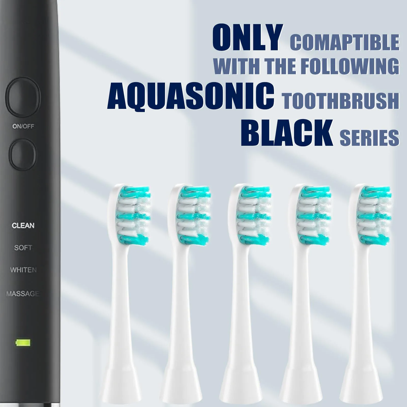10Pcs Electric Toothbrush Heads Compatible with AquaSonic Black Series & Black Series Pro, Soft Gentle Bristles Refills