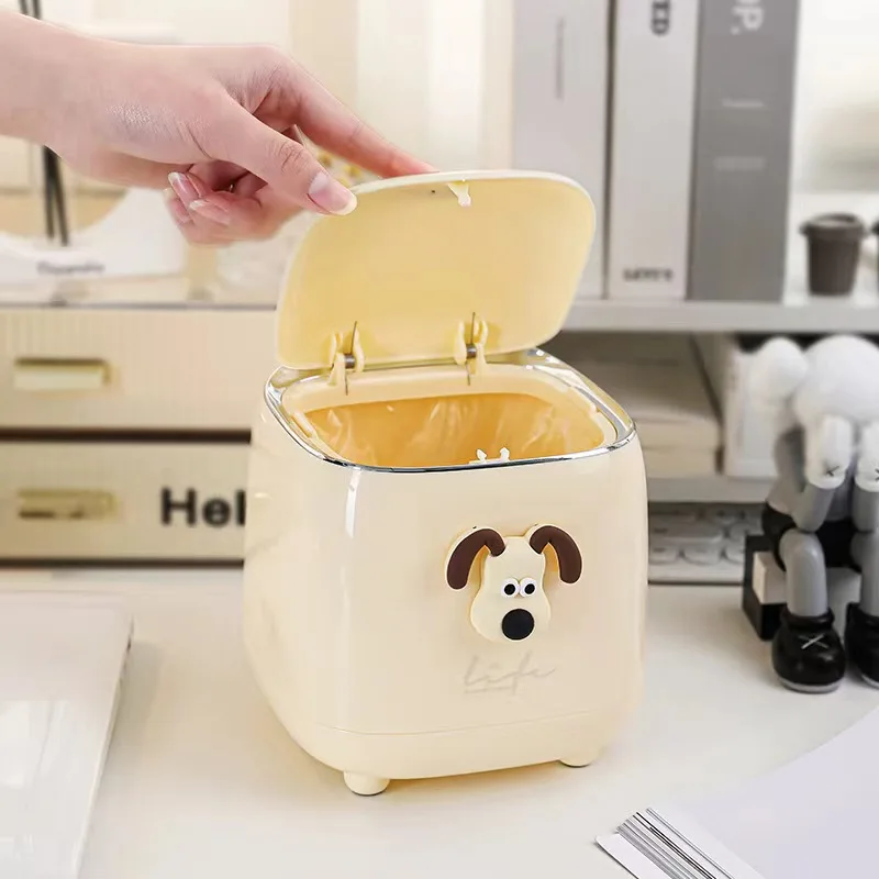 Light Luxury Style Desktop Small Trash Can Small Paper Basket Desk Storage Bucket