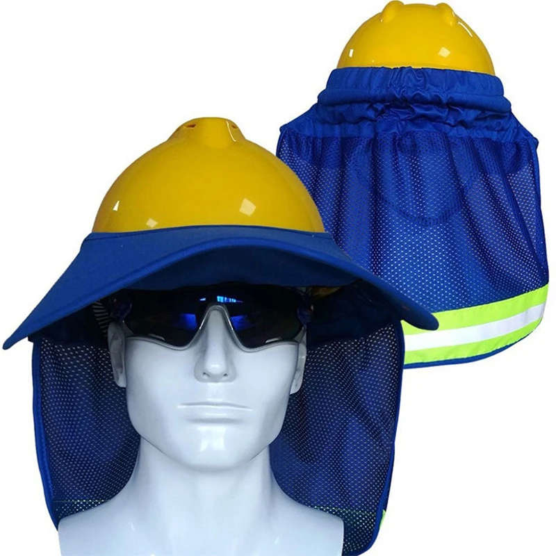 

New Reflective Mesh Reflective Cap Breathable Anti-UV Beach Hat Neck Protection Shawl Universal Sunscreen Hat Safety Helmets