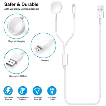 Kabel 2 v 1 pro nabíječku Apple Watch Series 9 8 7 6 5 4 3 USB rychlá přenosná nabíjecí stanice pro iPhone 14 13 12 11 Pro Max Plus 8 nejlepší prodej iBus Apple Watch Series 3 - №3