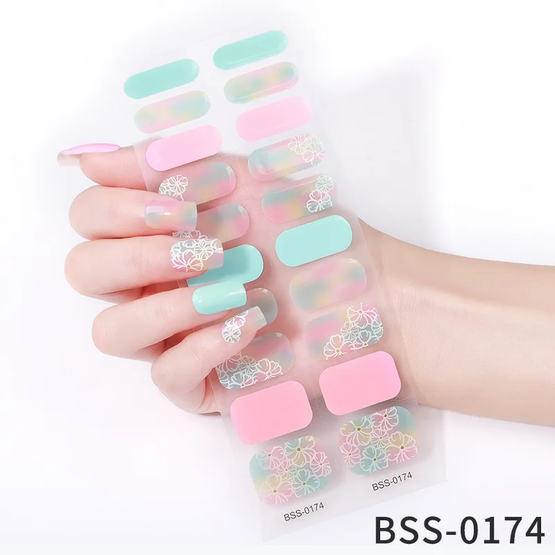 20Tips/Sheet Semi-Cured Gel Nail Patch Adhesive Sliders Long Lasting Full Nail Stcikers UV Lamp Neede Christmas Decorations 2023