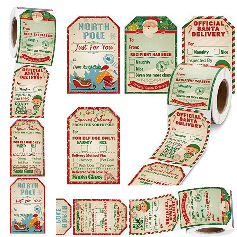 Christmas from Santa Claus Gift Tag Stickers Vintage Santa Delivery from The North Pole Present Labels for Christmas Decorations