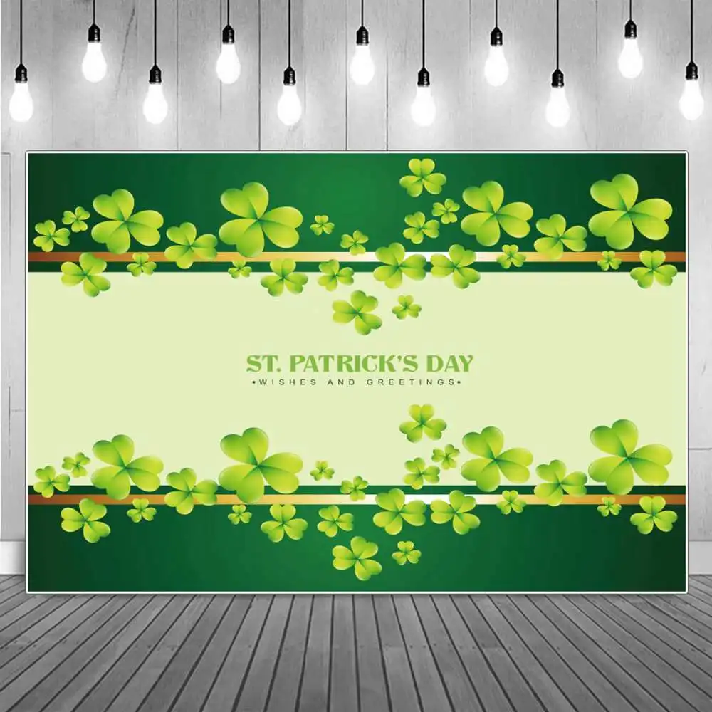 

St. Patrick's Day Backdrop Photography Decoration Banner Poster Sign Children Green Leaves Wall Birthday Party Photo Background