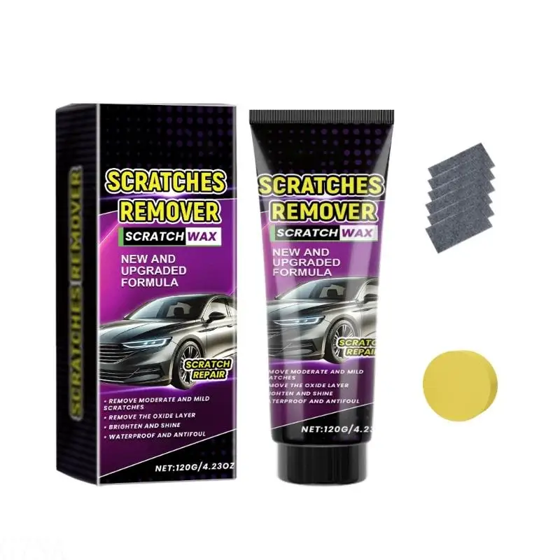 

G7NA 120g/4.23oz Scratch Polishing Wax with Cloth Sponge Car Scratch Remover Car Maintenance Scratch Repairing Paste