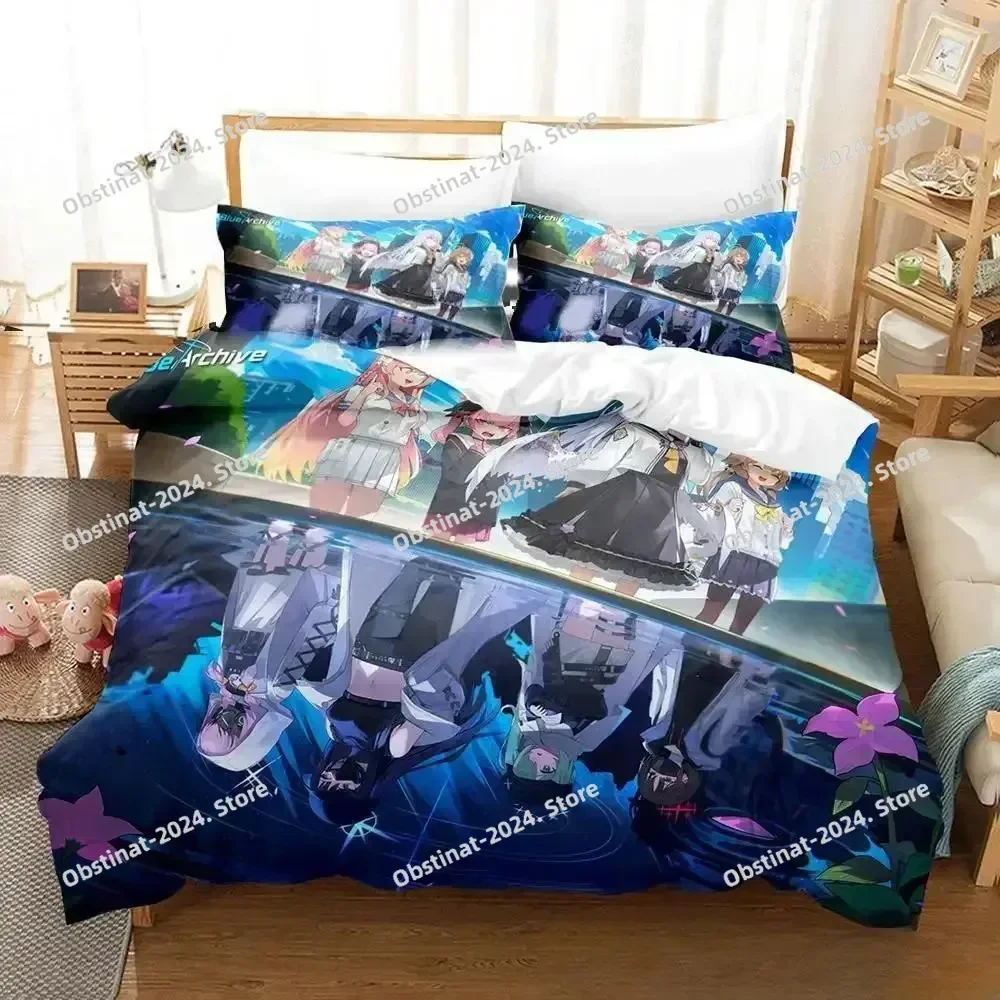 Anime Game Blue Archive Bedding Set Duvet Cover Full Queen King Size Pillowcase Bed Printed Set Aldult Kid Bedroom Single Twin