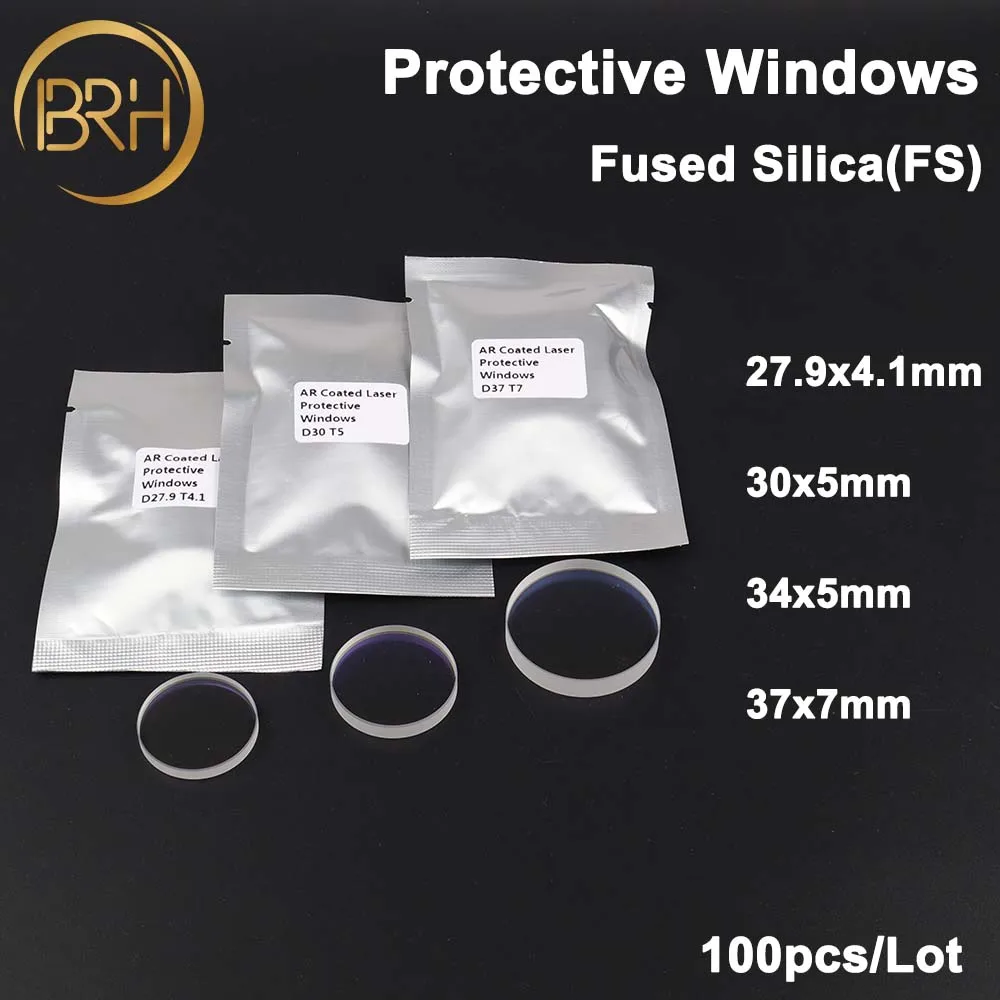 100Pcs/Lot Laser Protective Windows Protection Window Lens 27.9x4.1/30x5/37x7 For WSX Precitec Raytools Bodor Ospri Laser Head