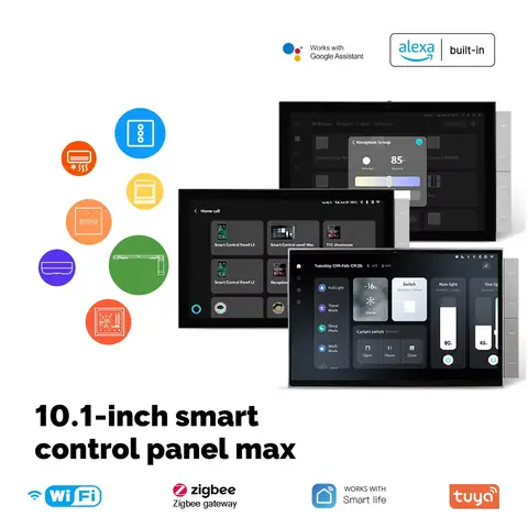 Tuya Smart Home Controls Panel 10.1 inch Touch Screen with Bluetooth Zigbee Gateway Android 11 Multi-function Relay Scene switch