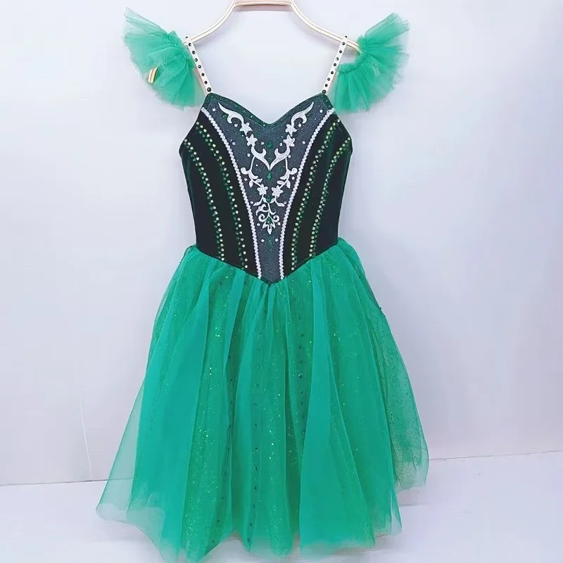 Danyiballe emerald ballerina long fluffy gauze dress performance costume competition costume performance professional customizat