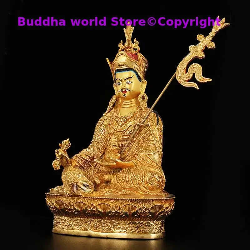 Tibetan Buddhism Guru Rinpoche Padmasambhava Gilding Bronze Statue, Home and Office Protection, House Protection, TOP GOOD, TOP