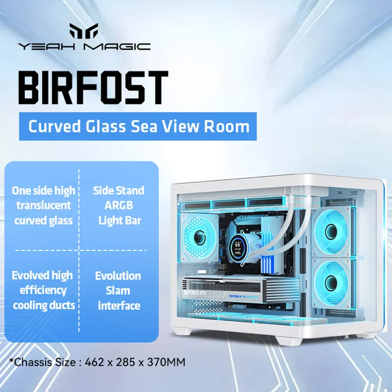 Yeah Magic BIFROST MATX PC Case Desktop Computer Case Sea View Room Chassis PC Case ARGB Light Strip Support 360 Water-cooled