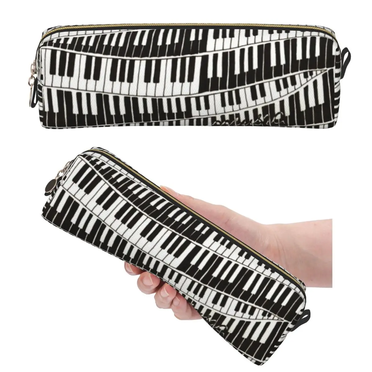 Abstract Piano Keys With Musical Notes Pencil Cases Big Capacity Pen Bags Pen Box For Boys Girls Pencil Pouch Cosmetic bag