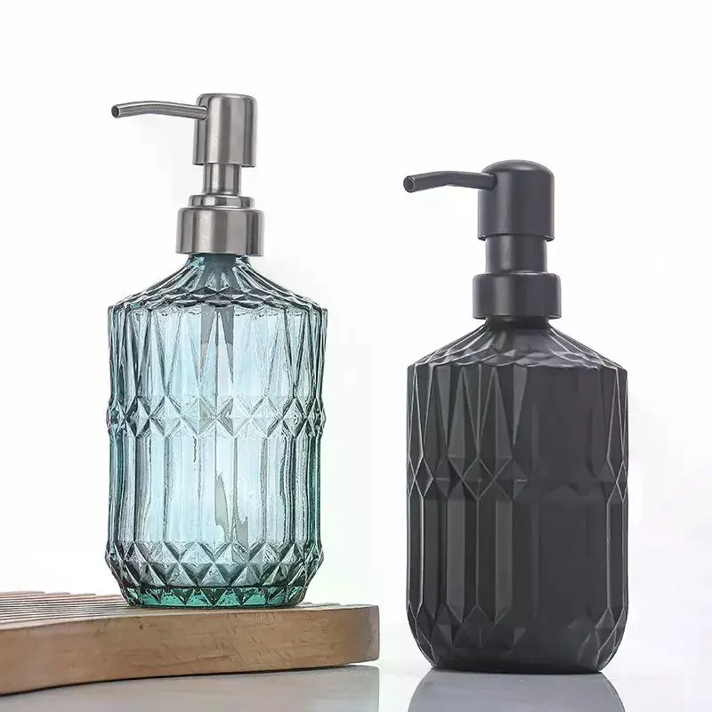 /PFU/Hand Soap Dispenser With Diamond Textured And Rustproof Pump For Bathroom Kitchen Countertop Glass