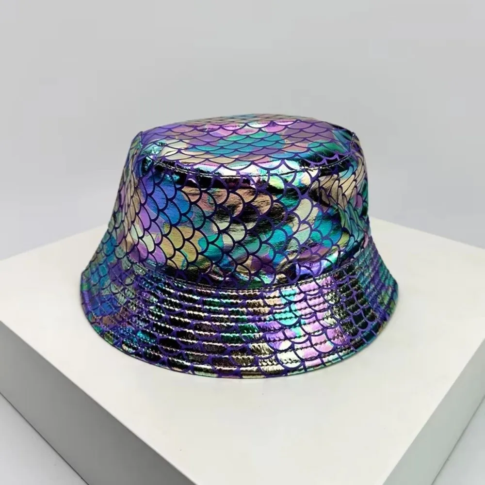 Fashion Colorful Bucket Hats Sun Protection Double-Sided Fisherman Caps Portable Shiny Fishing Cap Outdoor