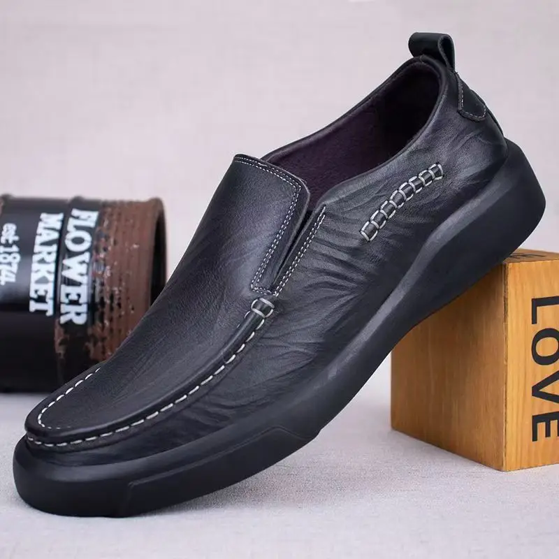 Head layer cowhide 37-45 plus size men's shoes, European and American genuine leather shoes, soft soled breathable casual shoes