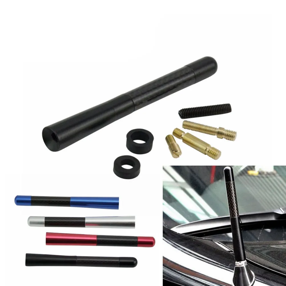 Carbon Fiber Universal Short Car Radio Antenna Blue Replacement Auto Aerial Compatible with All Vehicles Easy Install