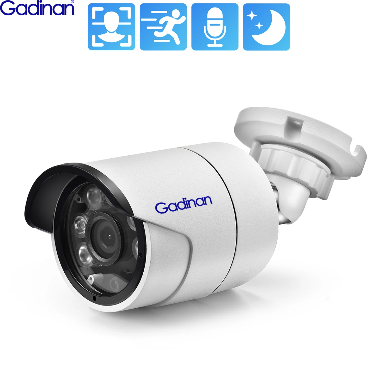 Gadinan H.265AI 8MP 48V POE Security IP Camera Face Detection CCTV Audio Outdoor 5MP 4MP Video Surveillance for IP System Kit