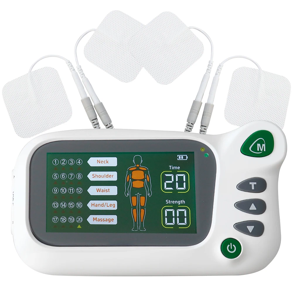 20 Modes Dual Output Electric Tens Muscle Stimulator EMS Acupuncture Body Facial Massager 30 Levels Slimming Relax TENS Machine