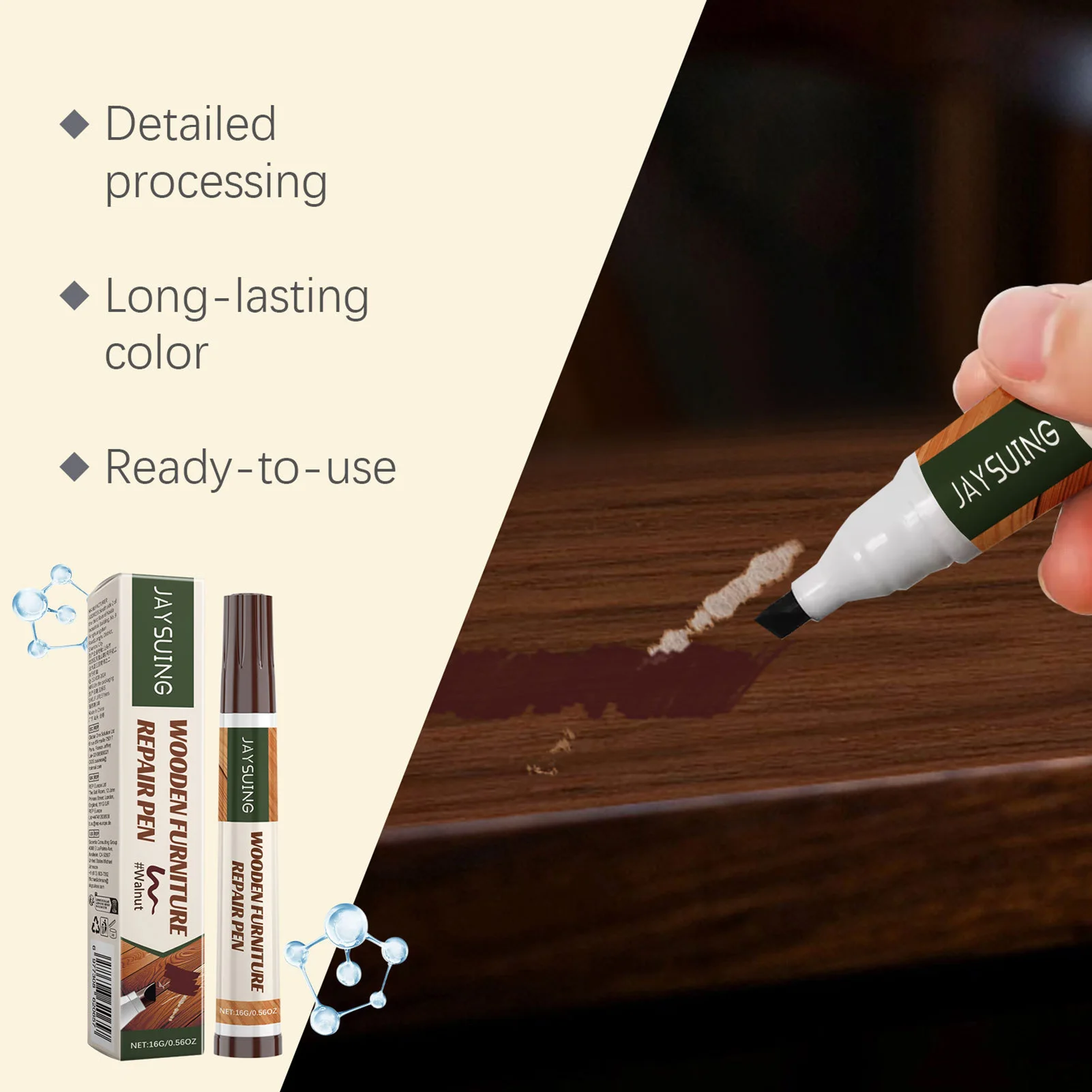 

Wood Furniture Scratch Repair Pen Easy to Color Not Fade Repair Pen for Cabinets Tables Beds