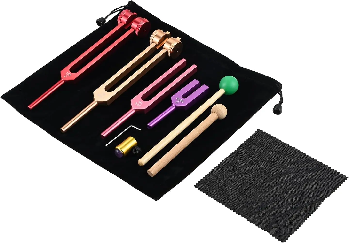 4pcs Tuning Fork 128/OM 136.1/MI 528/4096 Hz Aluminium Tuning Fork Ideal Tuning Forks for Sound Healing Anti-Compression