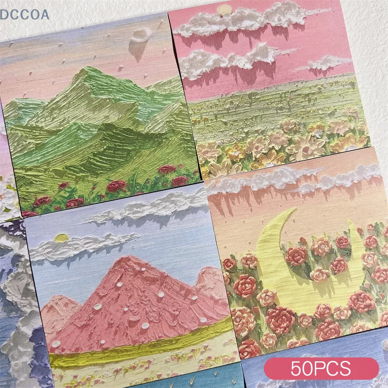 Oil Painting Sticky Memo Pad 50sheets Colored Notepad Sticky Notes Office School