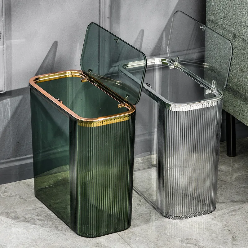 

Светильник Роскошная мусорная корзина, прозрачная мусорная корзина большой емкости для ванной и гостиной, корзина для домашних животных для кухни, узкая мусорная корзина, стильный пресс