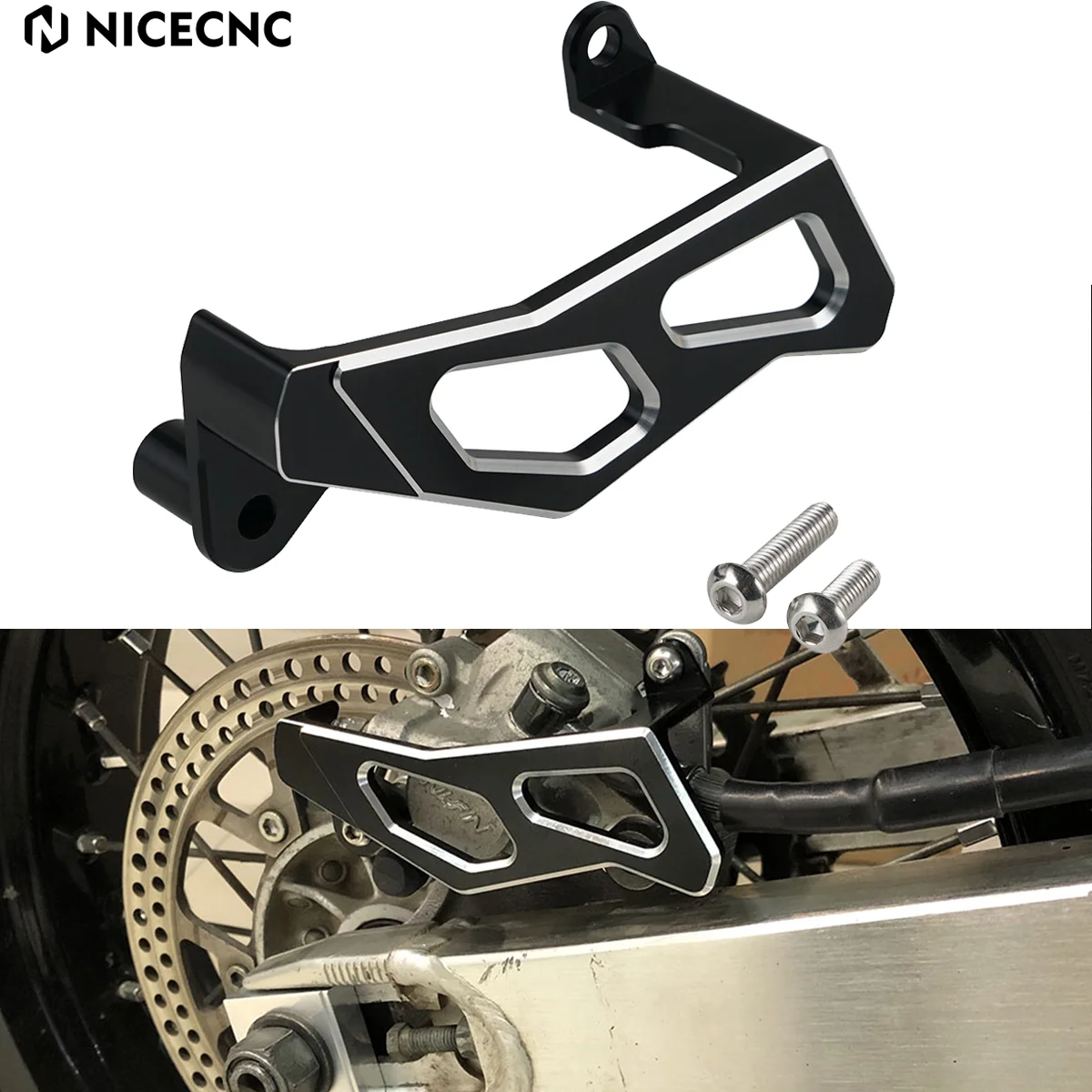 

For Suzuki DRZ400SM 2005-2024 2023 2022 2021 2020 2019 2018 DR-Z400SM NICECNC Aluminum Motorcycle Rear Brake Caliper Guard Cover