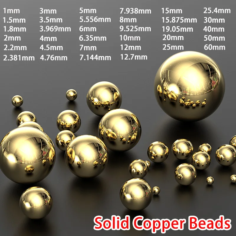 1~60mm Solid Brass Ball High Precision H62 Brass Ball Smooth Round Copper Bead Ball 1-100pcs
