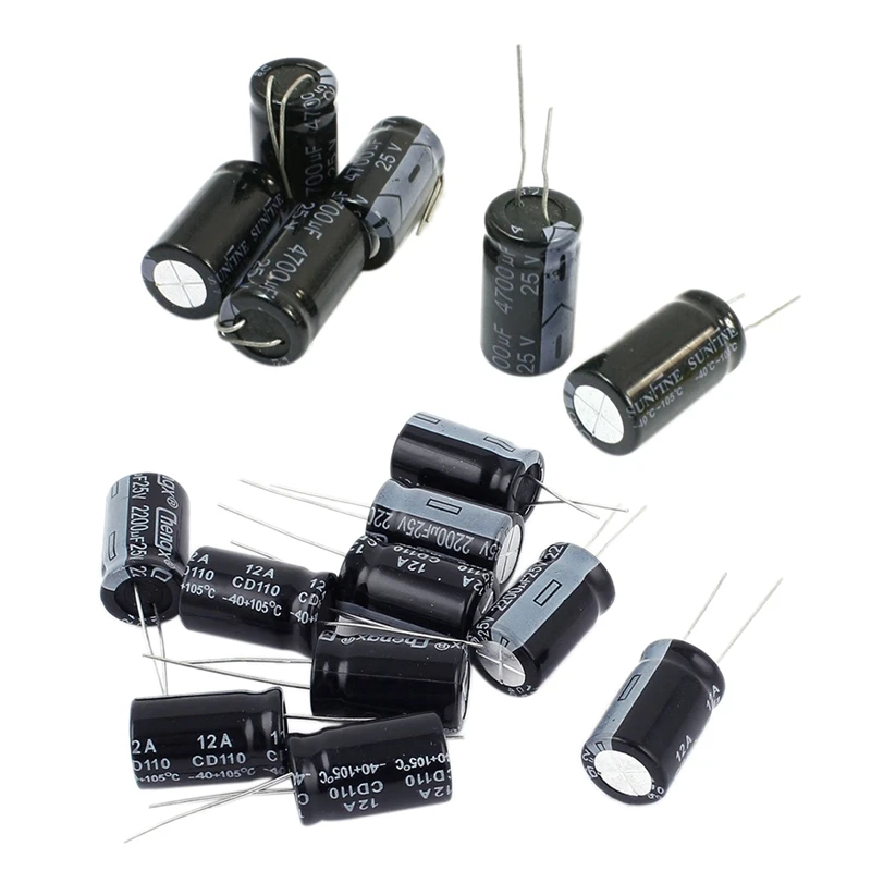 16 Pcs Through Hole Radial Leads Aluminum Electrolytic Capacitor, 6 Pcs 4700UF & 10 Pcs 2200UF