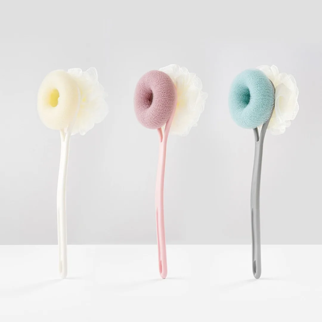 

1pc Long Handle Shower Sponge Brush Body Scrubber 2 in 1 Body Wash Brush Body Exfoliating Bath Sponge Skin Care Bath Supplies