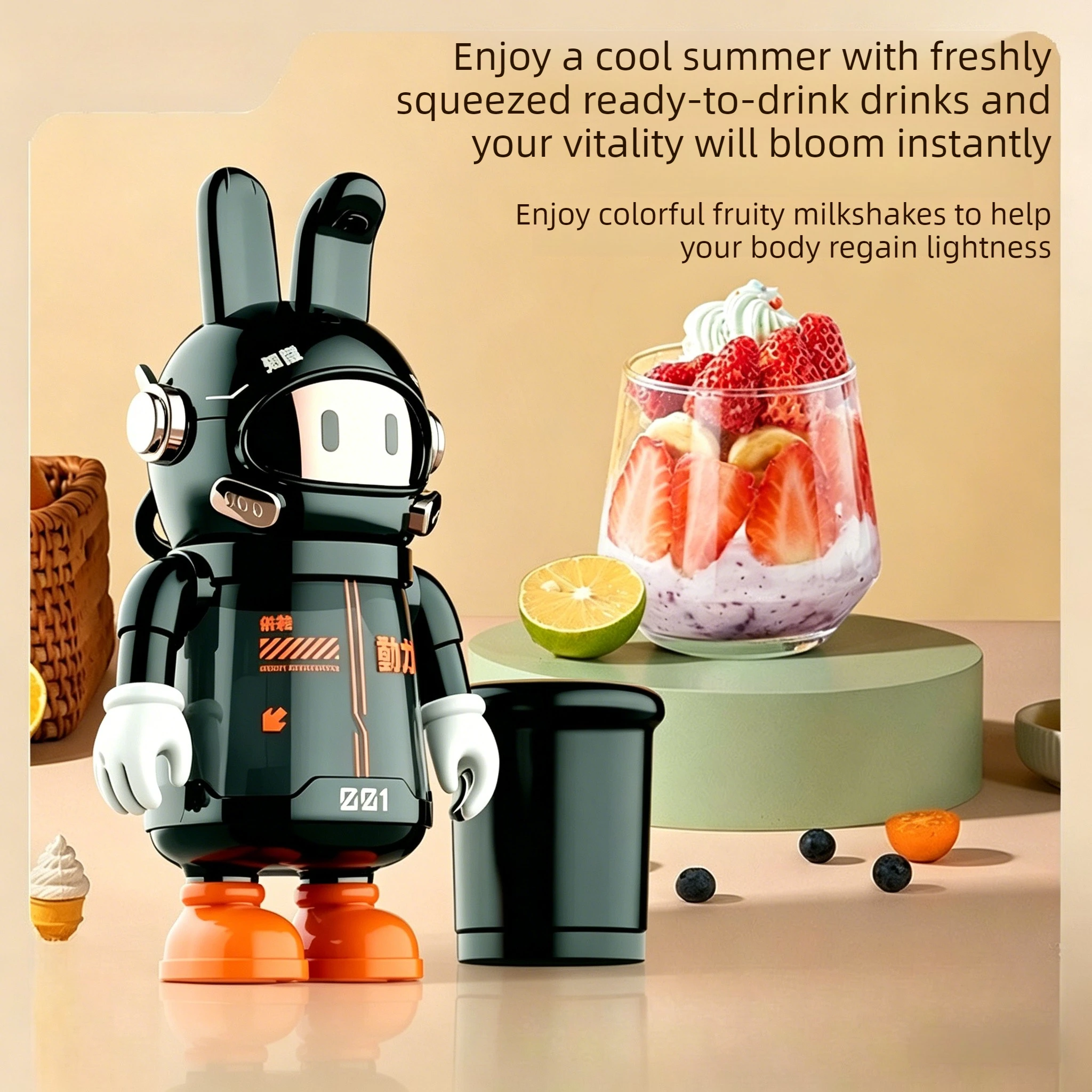 

PB09 Portable USB-Rechargeable Juicer 80W 600ml 6-Blade Multi-Function Juicing Cup 2-in-1 Design Shoulder Strap Stainless Steel