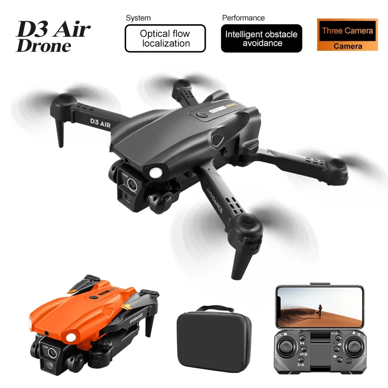 D3 Air Drone WIFI FPV ESC Dual Camera Smart Obstacle Avoidance 360° Stunt Roll Trajectory Flight APP Control Quadcopter