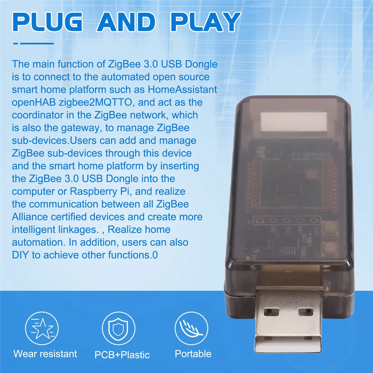 Shop Now EWelink ZigBee 3.0 USB Dongle Universal ZigBee Gateway Analyzer Open Source Hub for 2MQTT ZHA EZSP NCP Home Assistant