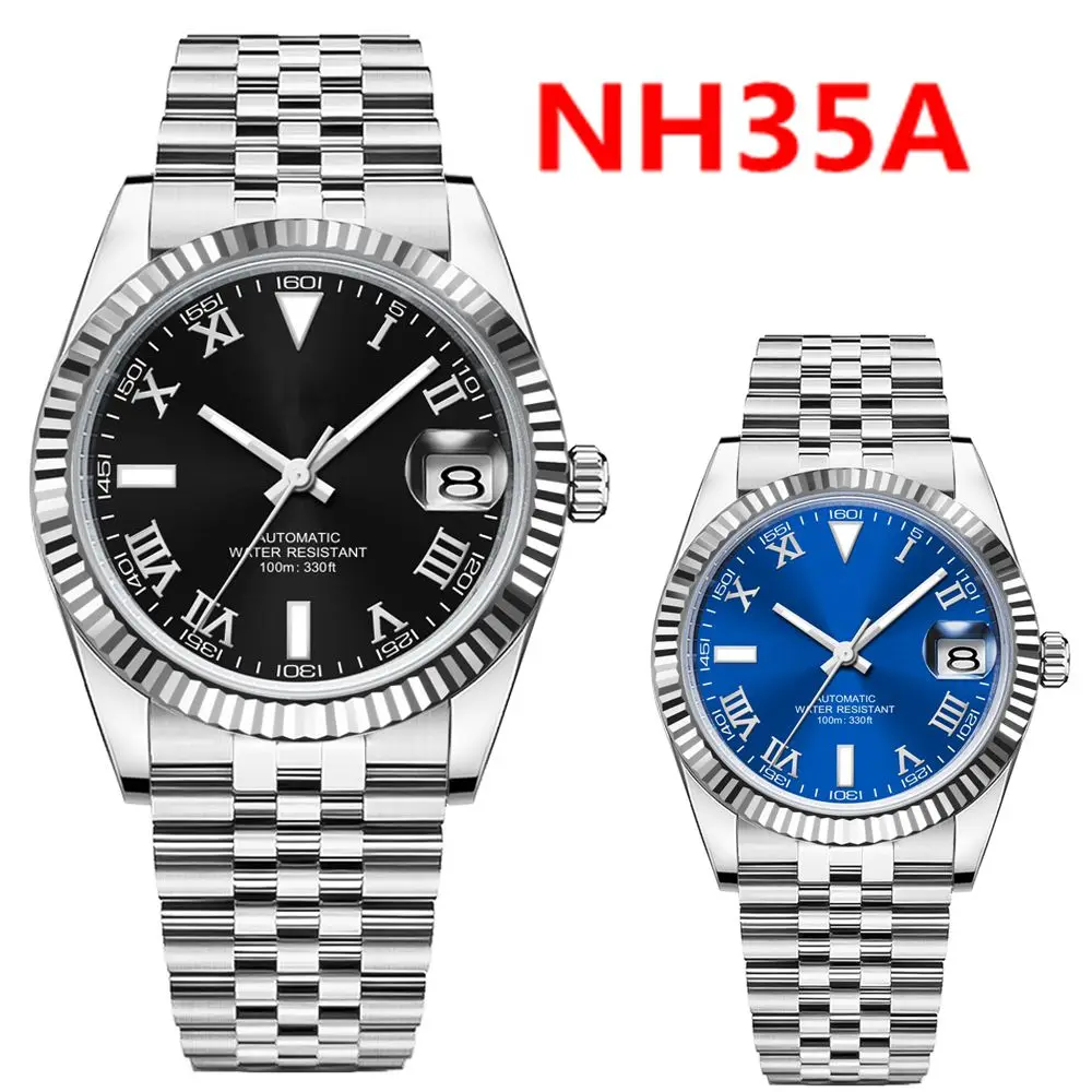 

Custom NH35 Watches 36/39mm Men's Watch Automatic Mechanical Wristwatches Sapphire Class Roman Numberal Dial 10Bars Dress reloj