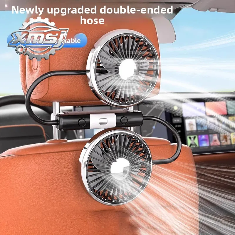 

Ventilador USB de Doble Cabezal para Asientos Traseros de Coche, 12V/24V Universal, Alta Potencia de Refrigeración para Asientos