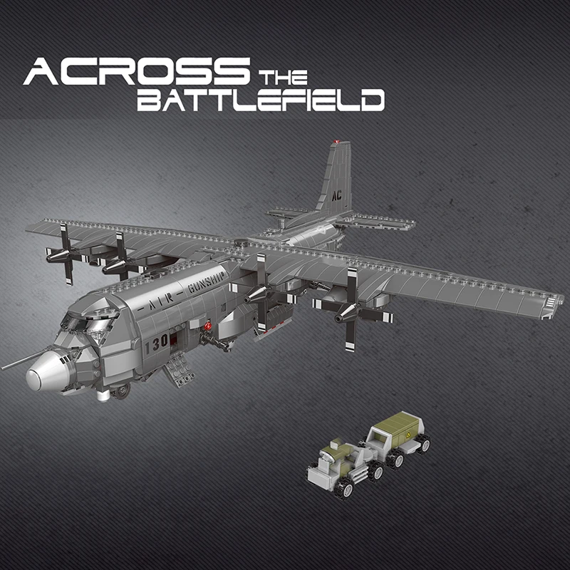 Military SeriesThe AC130 Aerial Gunboat Set Building Blocks Bricks Air Battle Plane Across The Battlefield DIY Creative Toys