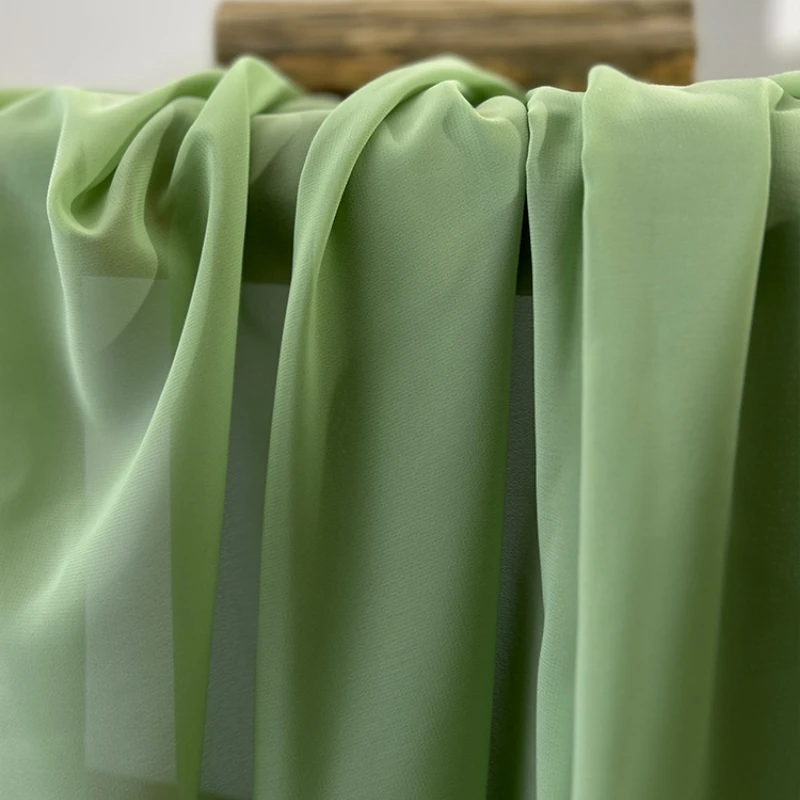 Chiffon Fabric Avocado Green Solid Color Wedding Veil Outdoor Venue Decoration for Clothing Diy Sewing By The Meter Wholesale