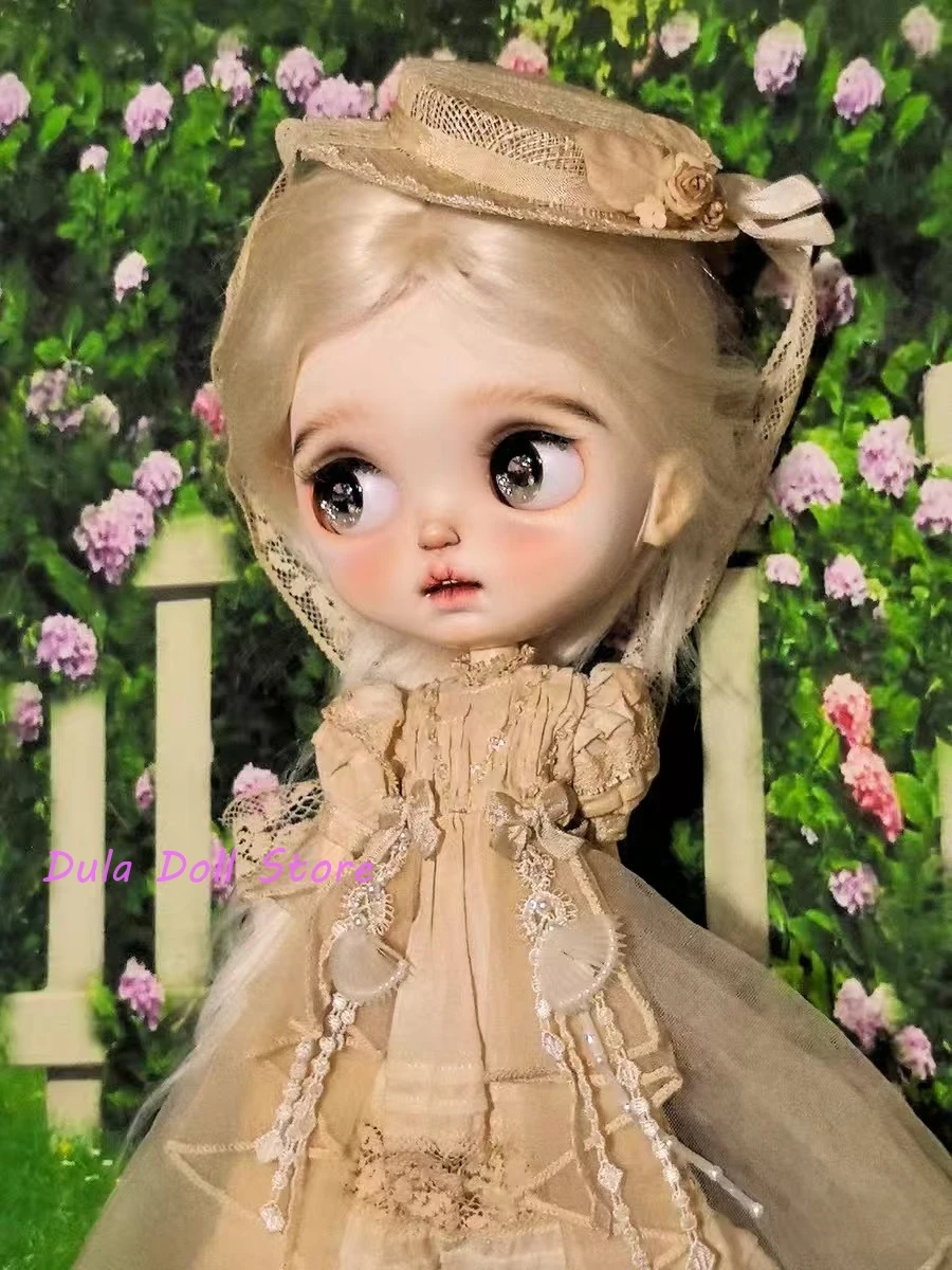 

Одежда для куклы Dula, юбка, белое жемчужное или платье с чайным крашением и шляпой, Blythe Qbaby ob24 ob22 Bjd Doll