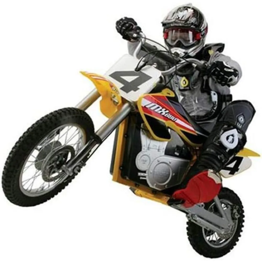 Electric-Powered Dirt Bike with Authentic Motocross Dirt Bike Geometry, Rear-Wheel Drive, Chain-Driven Motor, for Kids 13+