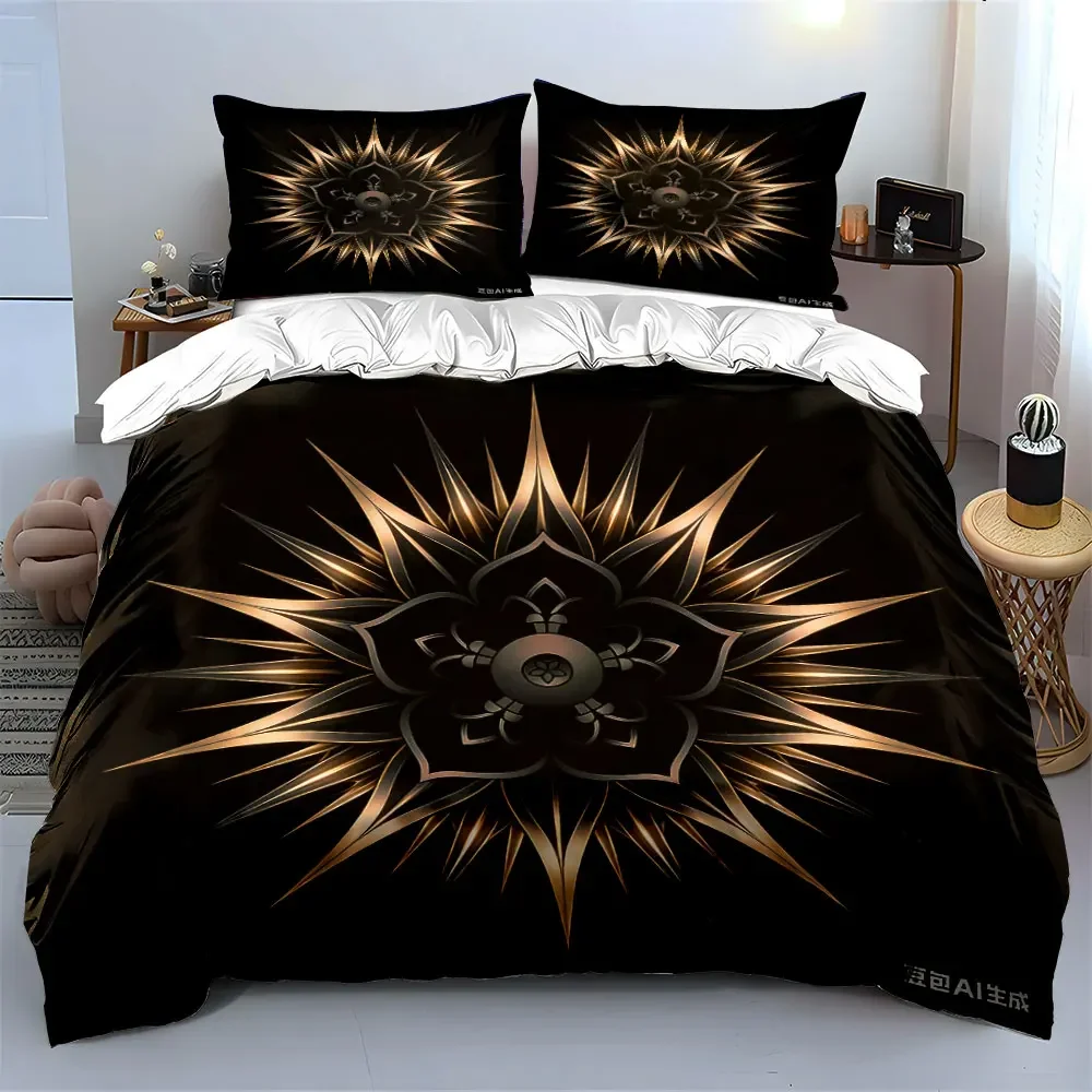 Elegant Geometric Three-Piece Set Multiple sizes kid's and adults' bedroom Exquisite 3PC bedding set, gift