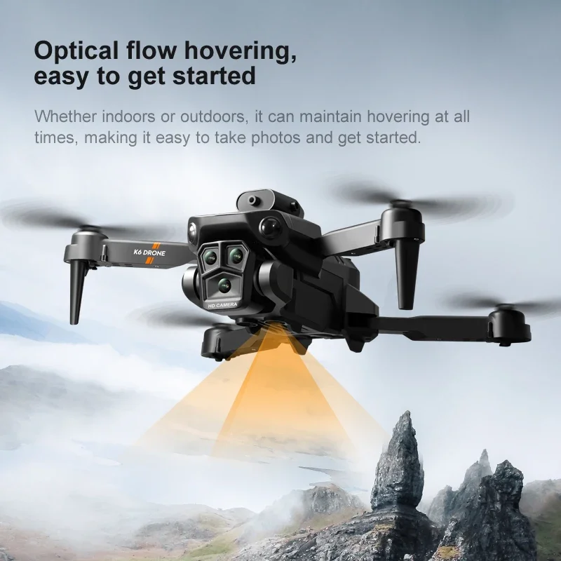 2024ใหม่ K6โดรนอาร์ซีสูงสุดสามกล้อง4K มืออาชีพ Quadcopter สี่ทางเลี่ยงสิ่งกีดขวาง dron ตำแหน่งลื่นไหลด้วยแสง