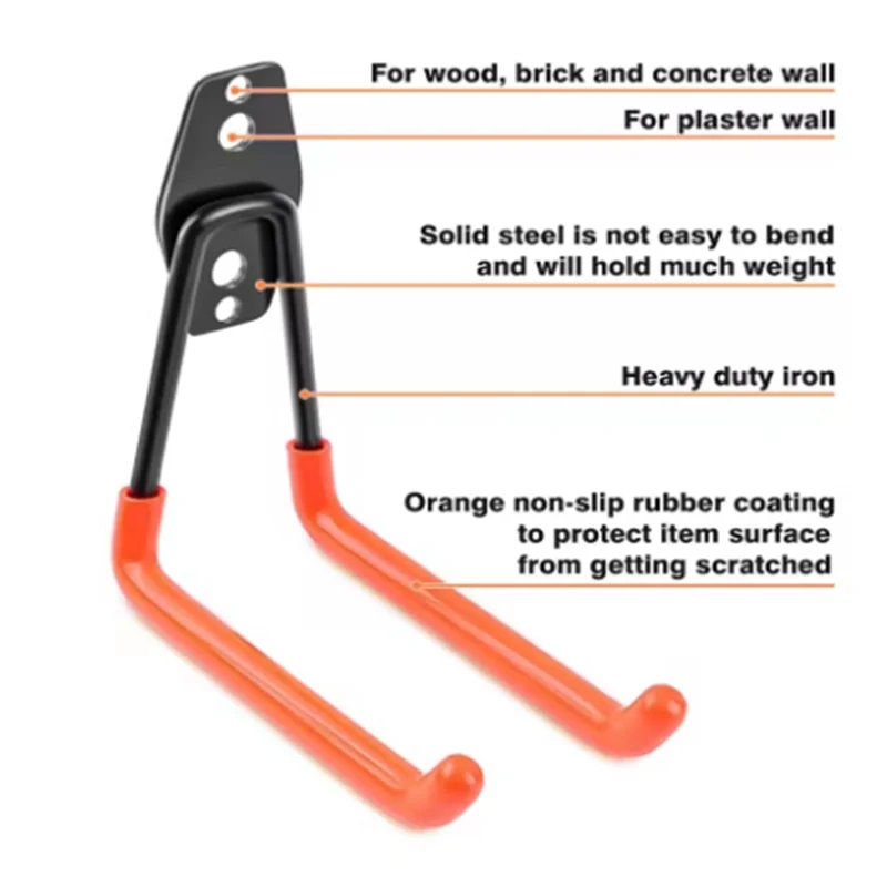 

【CLEARANCE】4PCS Garage Storage Metal Hooks With Anti-Slip Design, Wall Mounted Bicycle Hangers For Organizing Tools