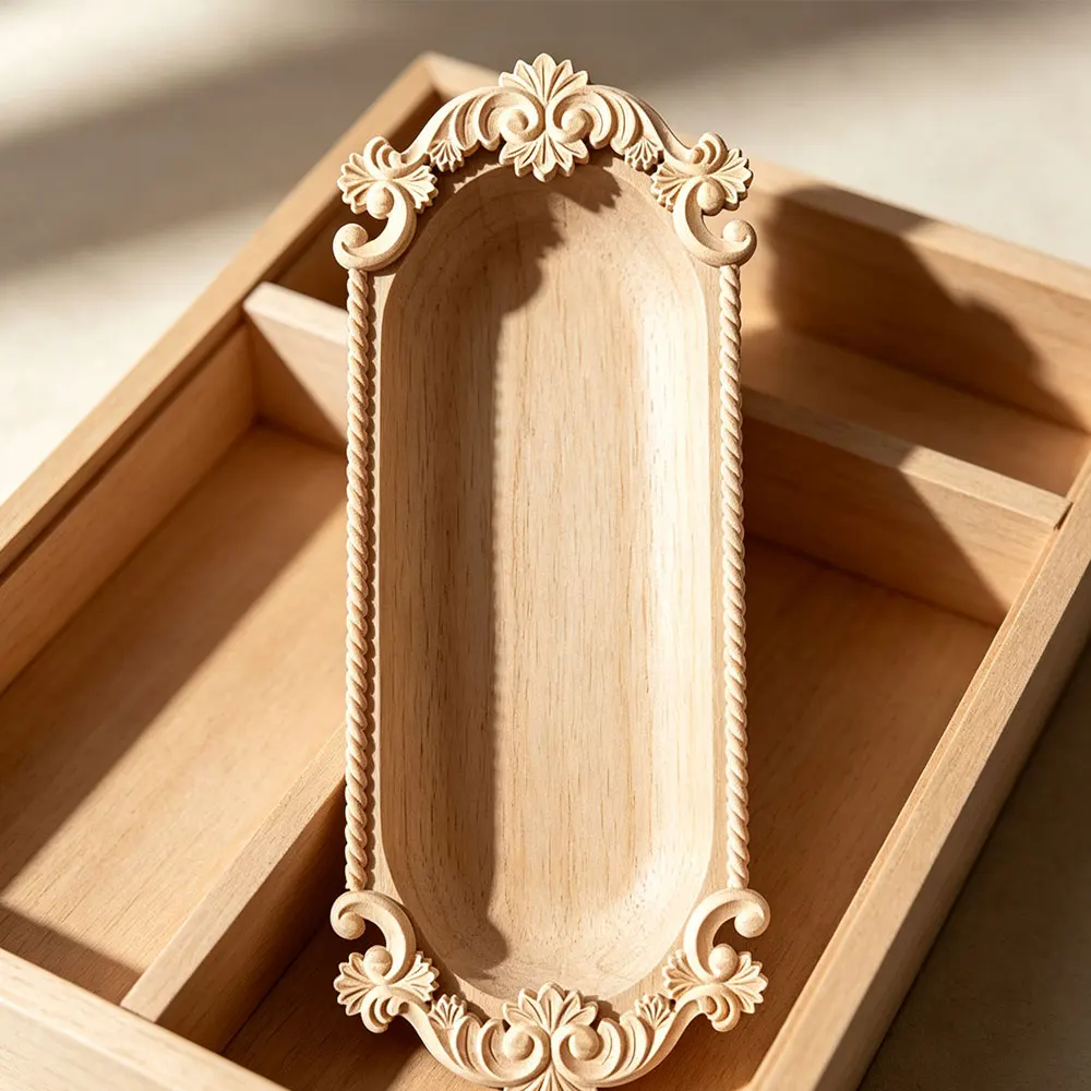 5/10PCS Wood Carved Corner Onlay Applique Frame Door Decorate Wall Doors Furniture Decorative Figurines Wooden Miniatures