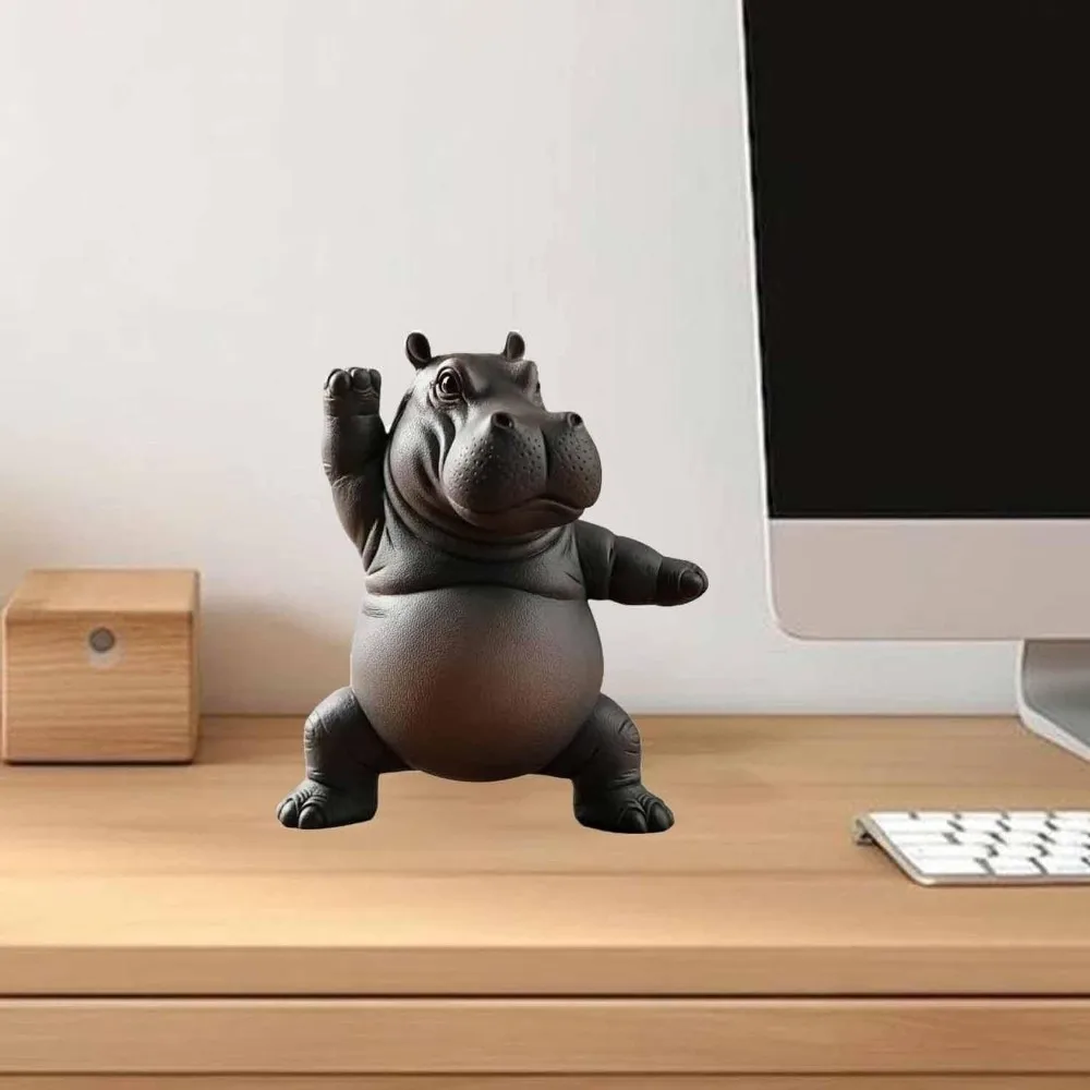 جديد ثلاثية الأبعاد الطباعة اليوغا فرس النهر تمثال فرس النهر تمثال الراتنج فرس النهر الحلي الزخرفية أنماط متعددة صغيرة #5