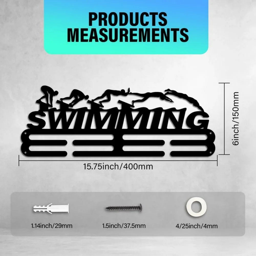 Swimming Medal Hanger Display Medal Holder Rack Wall Mount Hanger Decor Trophy Shelf Tiered Award Rack Award Ribbon making kit